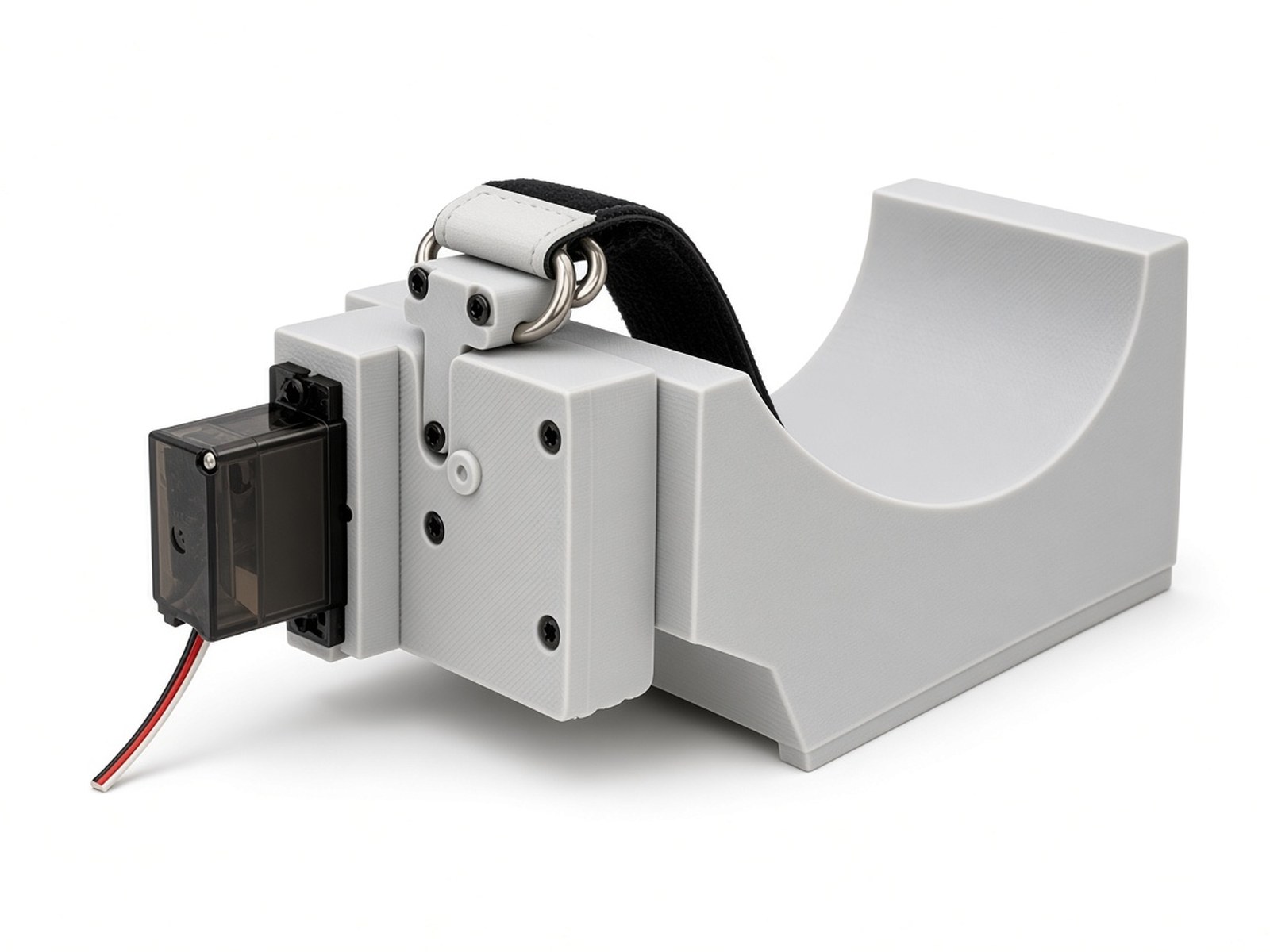 FlySpark ZD1PLUS drone dropper with strap fitted through the stainless steel D-ring on the servo latch