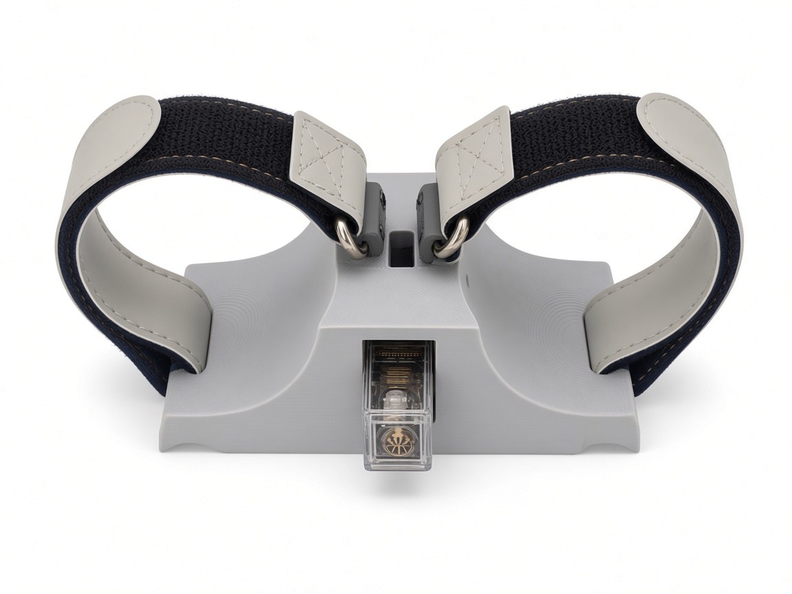 FlySpark ZD2-V3 drone dropper front view with central micro servo and two strap latches