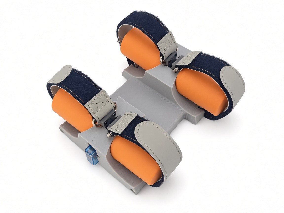 FlySpark ZD4 payload dropper with four plain orange inert training cylinders strapped in its cradles